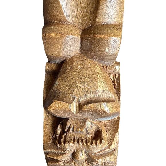 Vintage Large 41" Fork Spoon Set Wood Carved Tiki/Totem Handle 1970s Wall Decor - Picture 4 of 9